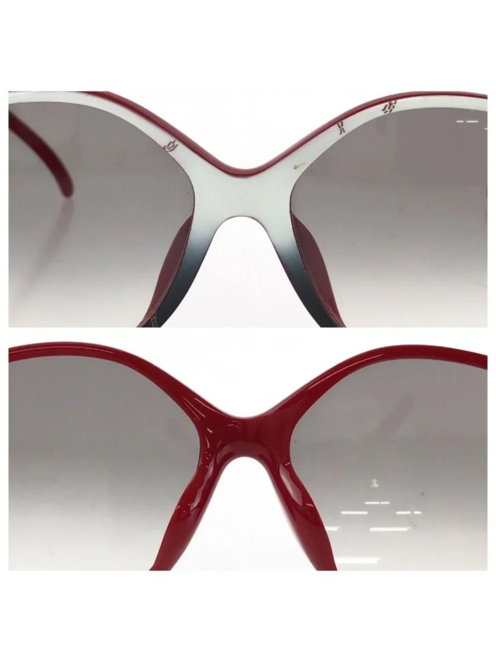 Dior Vintage Bicolor Gradient White Gray Red Sunglasses Eyewear